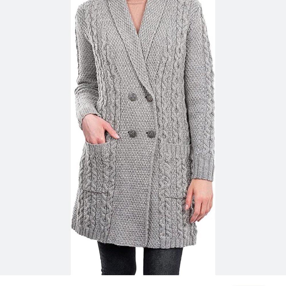 SAOL 100% Irish Merino Wool Ladies Shawl Collar